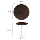 Modway - Lippa Rond de 20 po Bois Table d’appoint - Noyer cerisier blanc-Placage en grain de bois et plateau de table en MDF