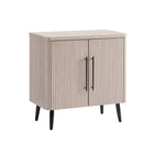 Manhattan Comfort - Jodie 31,1 po Buffet d’Appoint Style Mid-Century Modern - Chêne Blanchi-Comprend 2 étagères cubby cachées et réglables