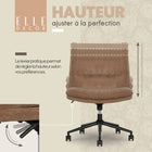 Elle Décor - Fauteuil jambes croisées Arabella recouvert de tissu - Brun Pâle-Larges roulettes pivotantes sur 360 degrés pour se déplacer facilement sur la plupart des tapis