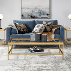 Hudson&Canal - Table basse rectangulaire Alexis , 137 cm de large, laiton-Dimensions du produit : 24" L x 54" l x 17" H