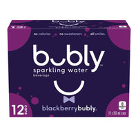 Bubly - Eau Pétillante - 355 ml - mûre - Paquet de 12-Eau pétillante combinée à une saveur naturelle de fruits pour un goût rafraîchissant d'mûre