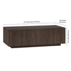 Hudson&Canal - Table basse rectangulaire Paxton 48" de largeur, - Brun aulne-Dimensions du produit : 22" L x 47,5" l x 15" H