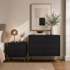 Manhattan Comfort - Avira 35" commode 3 tiroirs style mid-century modern - noir-Garantie limitée du fabricant de 30 jours