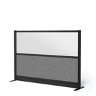Luxor - Mur modulaire 70 x 48 - Cadre noir large, fenêtre givrée, PET gris frais-Crée une intimité semi-permanente dans les espaces partagés