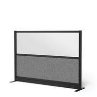 Luxor - Mur modulaire 70 x 48 - Cadre noir large, fenêtre givrée, PET gris frais-Crée une intimité semi-permanente dans les espaces partagés