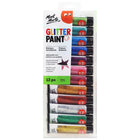 Mont Marte - Ensemble de 12 peintures à paillettes - Couleurs vives-Ces 12 peintures à paillettes à base d’eau offrent une forte couvrance et une finition semi-translucide qui ajoute de l’éclat et de la brillance aux projets artistiques et artisanaux