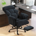 HOMCOM - Chaise d’ordinateur inclinable avec repose-pieds - noir-Repose‑pieds rétractable pour surélever les jambes et favoriser la détente