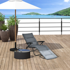 Outsunny - Chaise longue pliante avec coussin - dossier réglable - gris-Le tissu oxford respirant sèche rapidement et reste frais en été