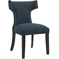 Modway - Curve Tissu Chaise à manger - Azure-Chaise de salle à manger avec moulure en tête de clou