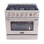Kucht - 36 po Série KDF Cuisinière Pro Style au gaz propane - Acier inoxydable-Cuisinez et pâtissez comme un professionnel avec le four à convection extra-large de 5,2 pi³, configuration à 5 grilles et grande fenêtre de four
