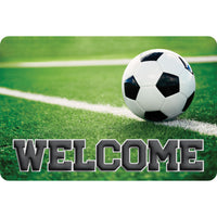 Ashley Productions - The Original Fun Mat - Tapis de Bienvenue - 15 -5" x 23 -5" - Tapis de Bienvenue Ballon de Soccer-Mesure et conception : Le tapis de bienvenue en forme de ballon de soccer mesure 15,5 po x 23,5 po.