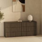 Manhattan Comfort - Clive 72" Commode double à 6 tiroirs style mid-century modern - Noyer brun et or-Six tiroirs spacieux offrent un généreux espace de rangement pour les vêtements, le linge de maison et les essentiels du quotidien