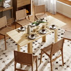HOMCOM - Table à manger rectangulaire moderne extensible 55 po-71 po pour 6-8 personnes - bois naturel-La finition moderne à effet bois s’intègre parfaitement à tout style de décoration intérieure 
