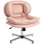 HOMCOM - Chaise de bureau sans accoudoirs à croisillons - rose-Assise large sans accoudoirs avec rembourrage en ouate de polyester double couche, pour s’asseoir en tailleur confortablement