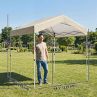 Outsunny - Tente auvent pliante 8 pi l x 8 pi L avec installation facile à 1 bouton - Beige-Auvent classique en forme de A pour un drainage rapide de l’eau et un espace supérieur accru