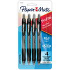 Paper Mate - Stylo-bille Profile rétractable – 1,4 mm – noir – paquet de 4-Stylo à bille avec pointe audacieuse de 1,4 mm pour vous aider à exprimer vos pensées en toute confiance