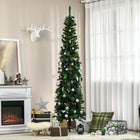 HOMCOM - Arbre de Noël Artificiel Effilé 7 - 5 Pieds Décoration Maison Fête avec Cônes de Pin-La forme de crayon ne prend pas beaucoup de place sur le sol ou sur la table, convenant aux petites pièces ou à un deuxième arbre de Noël dans une entrée 