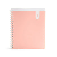 Poppin – Cahier 1 sujet spiralé à pochette, rosé (105224)-Cahier à 1 sujet, aux feuilles lignées, avec pages micro perforées