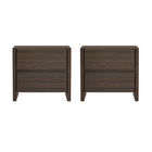 Manhattan Comfort - Linda 24" Table de nuit moderne à 2 tiroirs - Noyer brun - Lot de 2-Table de nuit moderne parfaite pour la chambre à coucher lot de 2