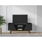 Manhattan Comfort - Meuble TV Marcus 53,14 po style Mid-Century Modern - Noir Mat-Recommandé pour un téléviseur de 55 pouces