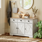HOMCOM - Buffet de style ferme 46,5 po avec portes de grange et rangement - blanc-MDF et panneaux de particules fiables avec une base stable assurent un soutien solide pour un usage quotidien