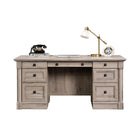 Sauder 65"W La Collection Palladia Bureau Ministre - Finition Split Oak-Deux tiroirs à crayons et deux tiroirs de rangement sont dotés de glissières métalliques avec butées de sécurité pour protéger votre famille