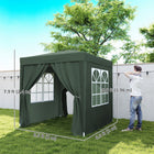 Outsunny - Tente auvent pliante 6.6 pi l x 6.6 pi L pour extérieur - jardin - patio - Vert foncé-Parois latérales avec attaches à crochets et boucles pour un assemblage et un démontage faciles, 2 avec grande fenêtre panoramique pour une visibilité maximale