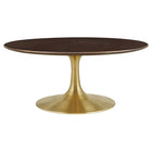 Modway - Lippa Rond de 36 po Bois Table basse - Noyer cerise doré-Table basse moderne