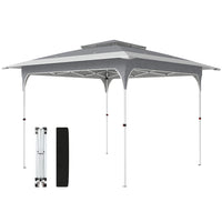Outsunny - Tente auvent pliante 11.5 pi l x 11.5 pi L avec installation facile à 1 bouton - Gris foncé-Dispose d’un design pop-up avec un verrou central à une pression pour un montage sans outils en seulement 30 minutes