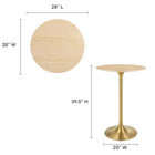 Modway - Lippa 28 po Naturel rond Bois Bar Table, Or Naturel-Placage de noyer cerisier et plateau de table en MDF