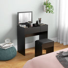 HOMCOM - Coiffeuse avec miroir rabattable et tabouret rembourré - 31,5 po L x 15,7 po l x 31,1 po H - noir-Conception 2-en-1, peut servir à la fois de coiffeuse et de bureau d’écriture 