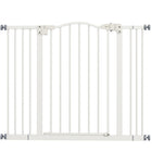 PawHut - Barrière pour Animaux 29"-39" avec Porte à Pression pour Chiens pour Escaliers - Blanc-La porte se ferme automatiquement si elle est laissée ouverte entre un angle de 30° et 90°