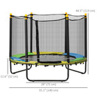 Qaba - Trampoline pour enfants avec filet de protection - 55" de diamètre - Noir-Favorise l'équilibre, la coordination et la force par le jeu  