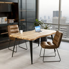 Homy Casa -  Bureau à bord vivant 63 po L - Noyer-Plateau en bois de 1,8 po d'épaisseur, supporte jusqu'à 176 lbs