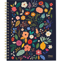 Mead - Agenda scolaire hebdomadaire/mensuel fruit et floral 2025-2026 - 11 po H x 8 1/2 po l - multicoloure - bilingue-Couverture rigide durable présentant un motif de fruits et fleurs sur fond noir