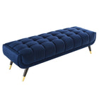 Modway - Adept 60" Performance Velvet Banc - Bleu Minuit-Capacité de poids en développé couché : 440 lbs.