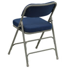Chaise pliante HERCULES à triple entretoise et double charnière en métal et tissu marine-Siège rembourré de 2,5 po d'épaisseur avec mousse CAL 117