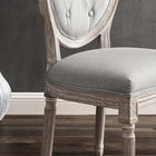 Modway - Arise Tissu rembourré Fauteuil d’appoint de salle à manger Ensemble de 4 - Gris clair-Bordure en losange touffée à boutons
