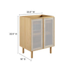 Modway - Calla 24" perforé Métal Armoire de toilette de salle de bain (lavabo non inclus) - Chêne-Matchs non inclus