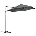 Outsunny - Parasol déporté 8,5 pi avec rotation à 360°, gris foncé-Le parasol déporté offre de l’ombre et vous protège du soleil  