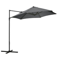 Outsunny - Parasol déporté 8,5 pi avec rotation à 360°, gris foncé-Le parasol déporté offre de l’ombre et vous protège du soleil  
