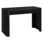 Hudson&Canal - Bureau rectangulaire cannelé Palmera 47,5 po de large, finition grain noir-Deux tiroirs s'ouvrant séparément, avec des poignées sur le dessus pour faciliter l'utilisation
