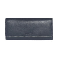 Roots - Portefeuille d'embrayage mince pour dames - Bleu marine -14 emplacements pour cartes de crédit
