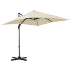 Outsunny - Parasol suspendu carré de patio 8 pi L x 8 pi l avec rotation à 360°, blanc-Parasol de terrasse déporté attrayant et élégant offrant une protection supplémentaire contre les intempéries grâce à son design supérieur avec inclinaison et manivelle  