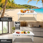 Homy Casa - Table pliante portative en plastique effet bois de 4 pi avec 4 hauteurs réglables - Blanc-Les pieds en acier thermolaqué offrent un soutien stable au quotidien