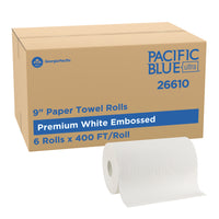 Pacific Blue - Rouleaux d'essuie-tout Pacific Blue Ultra 9 po - Paquet de 6-La distribution automatisée sans contact aide à réduire le risque de contamination croisée