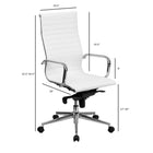 Nicer Interior - chaise de bureau à dossier haut de style groupe nervuré - blanc-Hauteur du siège réglable de 16 à 19 pouces