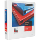 Staples - Reliure robuste à anneaux en D 1-/2 po blanc-Anneaux ronds montés en arrière permettant les pages d'être à plat
