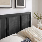 Modway - Sirocco Rotin et bois Lit de plateforme complet, Noir-Sangle synthétique de canne en rotin