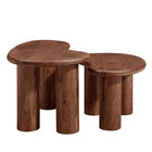 Modway - Hackney Bois de manguier Ensemble de table basse pour nidification - Noyer-Tampons feutrés non marquants